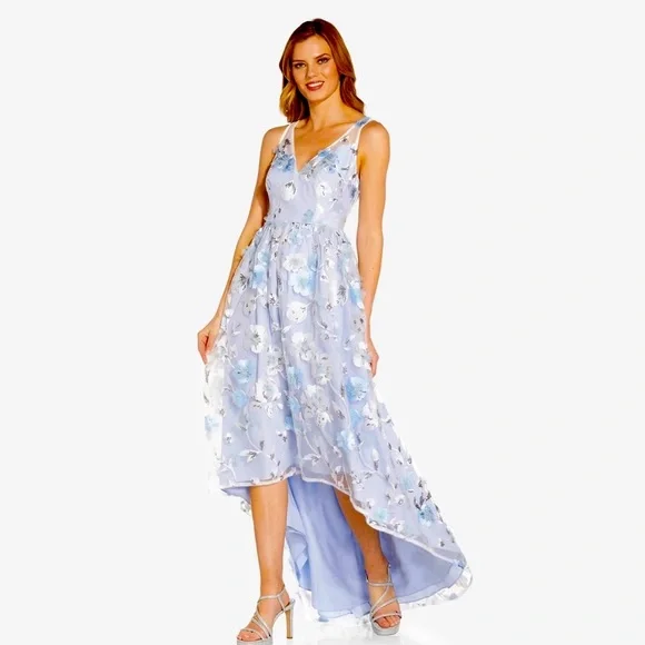 Adrianna Papell | Dresses | Adrianna Papell Floral Embroidered High Low Gown  | Poshmark